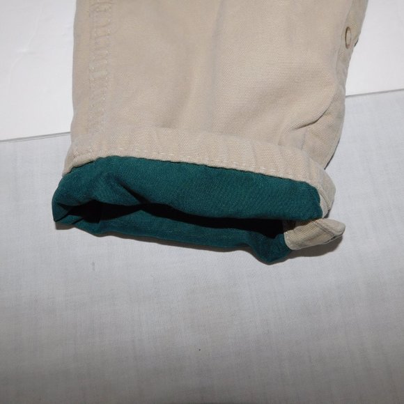 Oshkosh B'gosh Boys 12M Khaki Tan Overalls Green Rollup Cuffs Adjustable - Picture 4 of 10